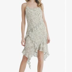 All in Favor Floral Asymmetric Ruffle Dress